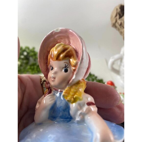 Vintage Lefton 3697 Bloomer Girl Sugar Jam Jar with Lid Ceramic Figurine - Picture 7 of 8